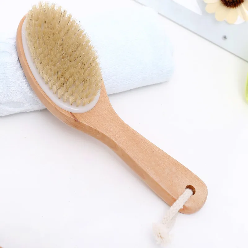 

Natural Bristle Body Soft Massage Brush With A Long Handle Massager For Bath Back Brushes Shower Cellulite Dry Brushing Tools
