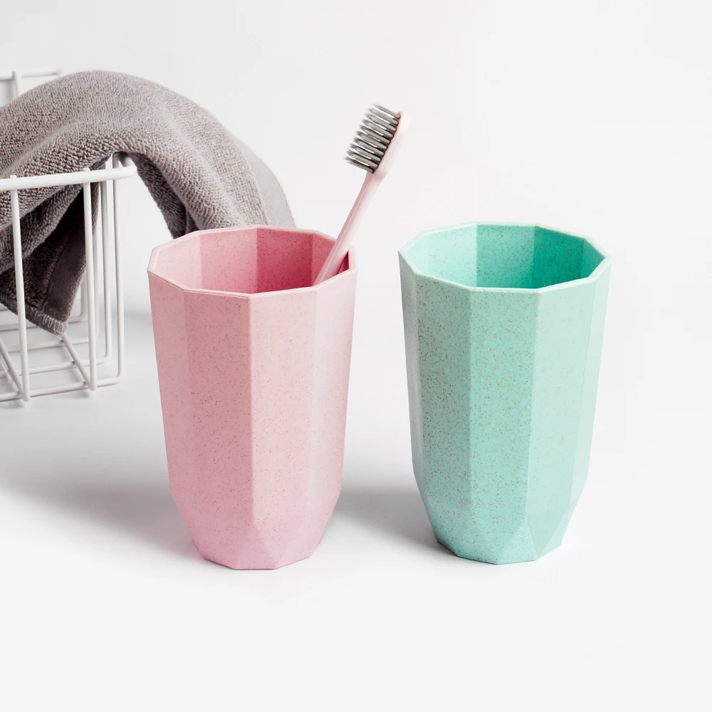 

2Pcs/Set Bathroom Rhombus Toothbrush cup Solid Color Tooth Brush Cup Simple Couple Cups Milk coffee Mug bathroom accessories