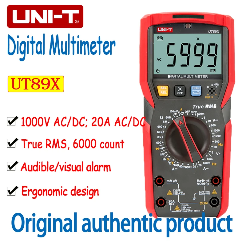 UNI-T UT89X/UT89XD Цифровой мультиметр Интеллектуальный NCV измеряемая температура True RMS 20A Высокоточный светодиодный