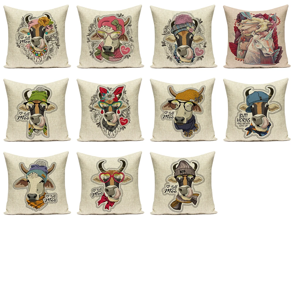 Animal Style Pillow Case Decorative Cow Print Cushions Covers Cartoon Customized Pillowscase Cushion Cover Home Decor Pillowcase