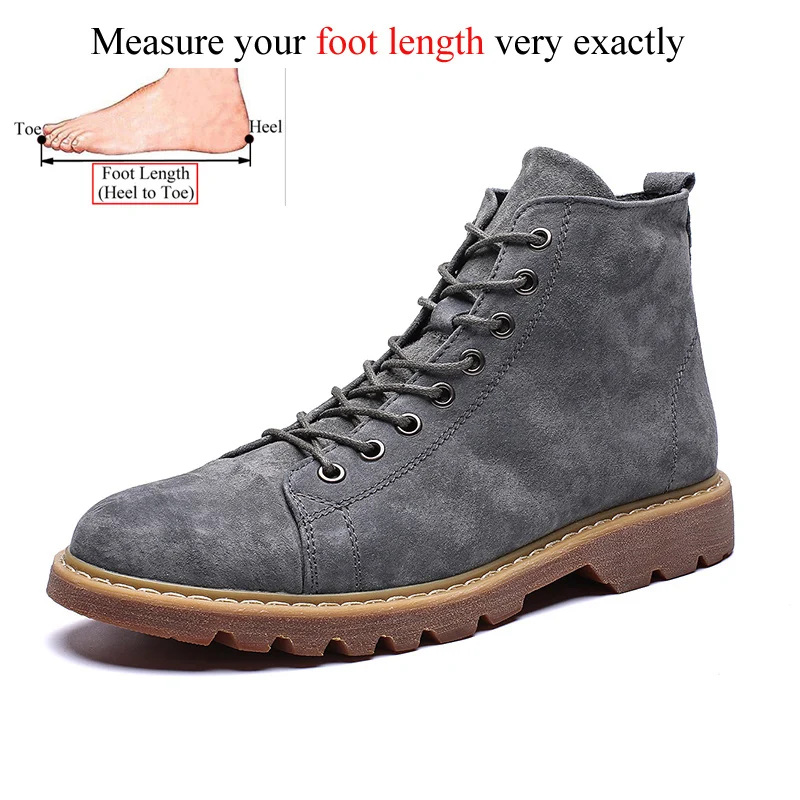 Мужские кожаные ботинки Dr Martins Martens; Зимние ботильоны; Безопасная рабочая обувь; botas hombre Zapatos De Seguridad Safty; обувь размера плюс 48 - Цвет: Grey