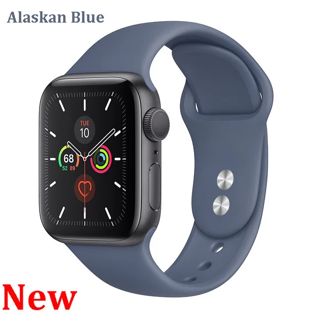 Alaskan bule Новые спортивные силиконовые часы для apple watch band 4 44 мм 40 мм(iwatch 5) apple watch 3 2 1 42 мм 38 мм аксессуары для наручных браслетов - Цвет ремешка: Alaskan bule