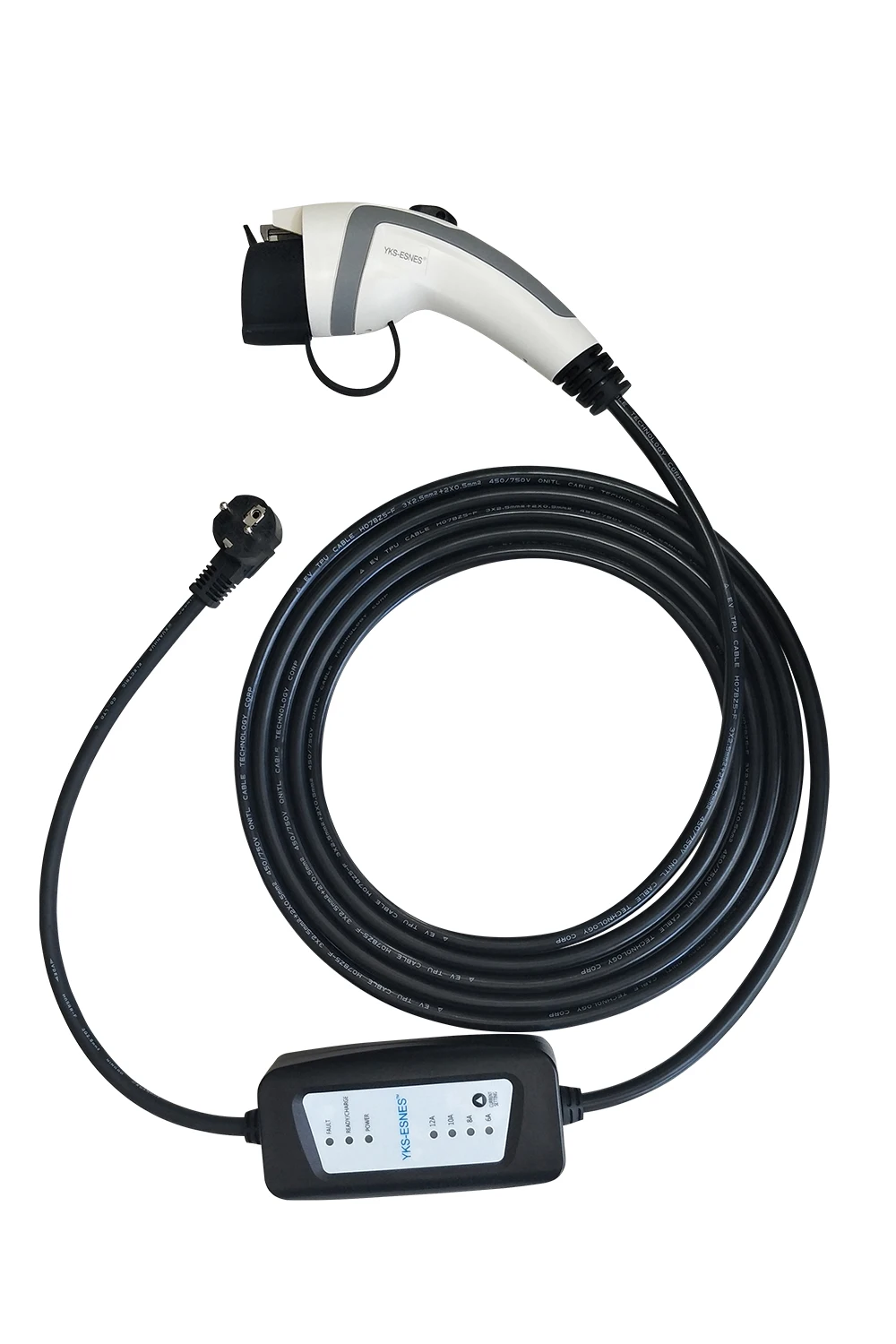 YKS-ESNES J1772 зарядки EVSE 5 м кабель 6A 10A 12A adustable schuko Разъем для ev Тип зарядного устройства 1