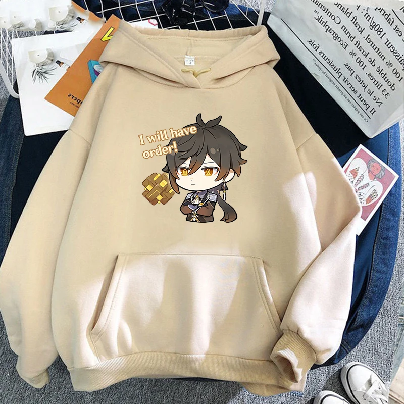 

Game Cute Keqing Print Hoodie Genshin Impact Sweatshirts Punk Clothes Women Oversized Streetwear Men 2021 Harajuku Unisex Casua