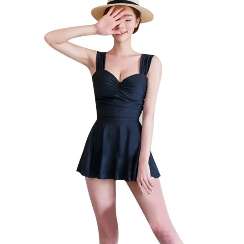 

Women Low-cut Sexy Solid Color Halter Boxer Vintage Ruffled Casual Swimsuit High Waist Bikini Set Dropshipping Swimming Wear