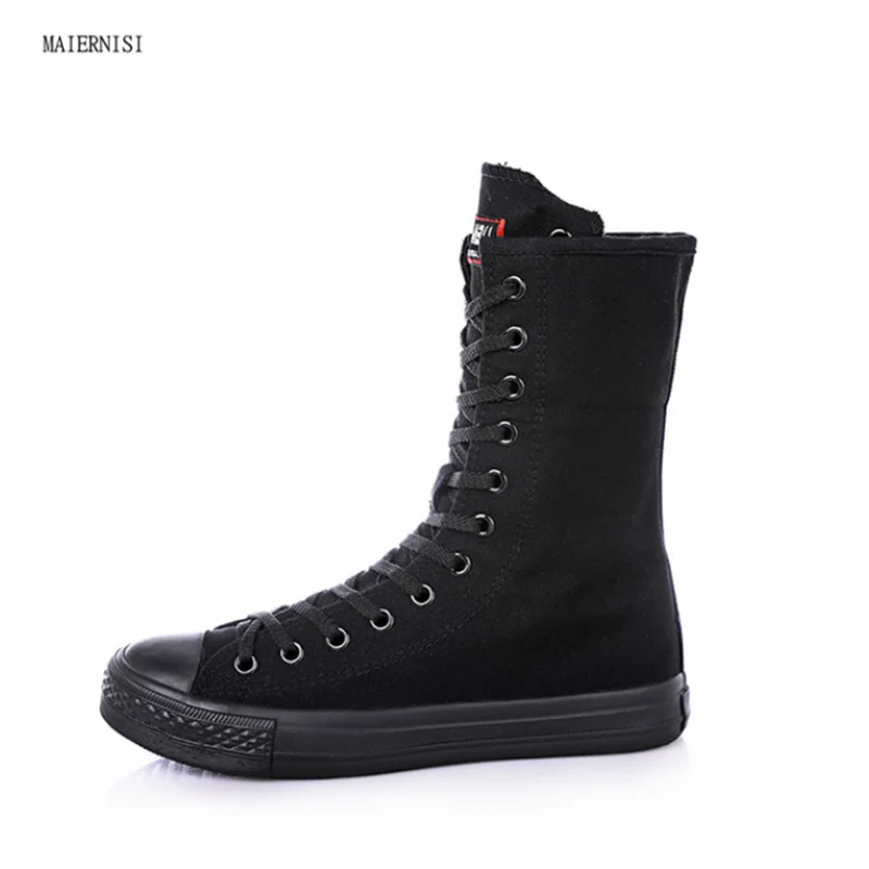 

New style women's boots high-top sports shoes women's shoes canvas inner heightening casual boots lace-up comfortable flat boots