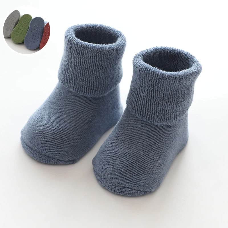 

Newborn Baby Socks Terry Anti Slip Socks Baby Autumn Winter Warm Thick Girls Boys Socks Shoes Solid Infant Clothes Accessories