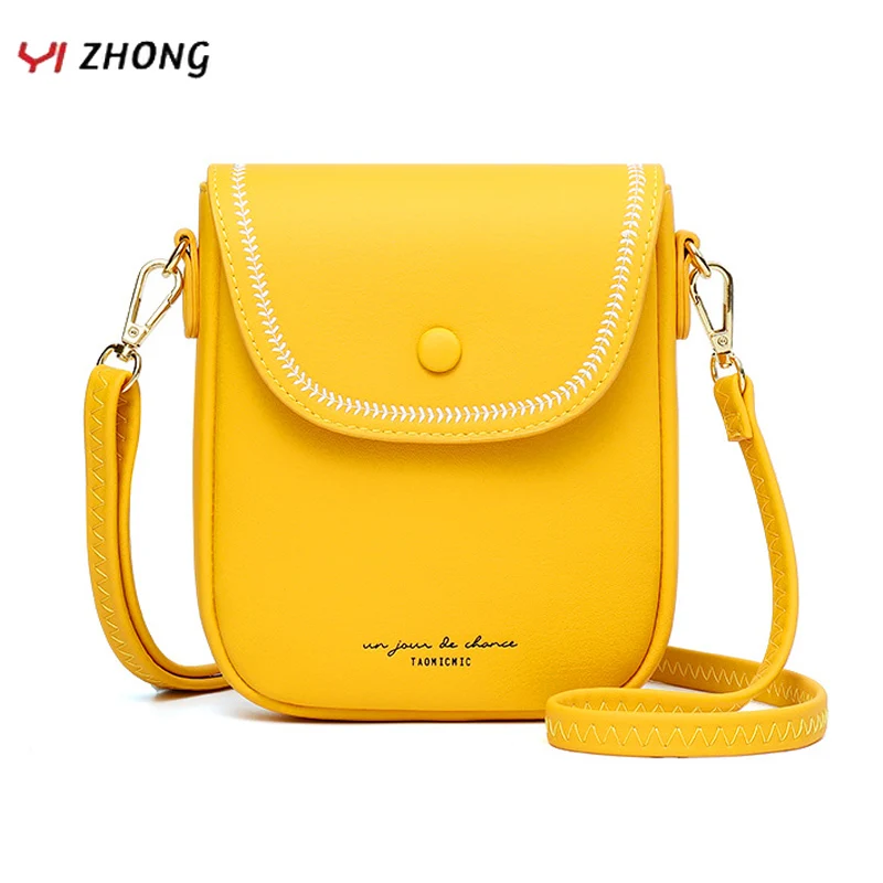 

YIZHONG Leather Fresh Handbags Women Bags Simple Flap Satchel Shoulder Bag Mini Crossbody Bag Multifunctional Purses Carteras