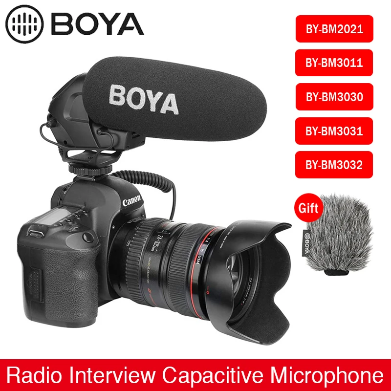 

Radio Microphone BOYA BY-3030/3031 Super-Cardioid Condenser Shotgun Microphone Interview Capacitive Video Mic for DSLR Cameras
