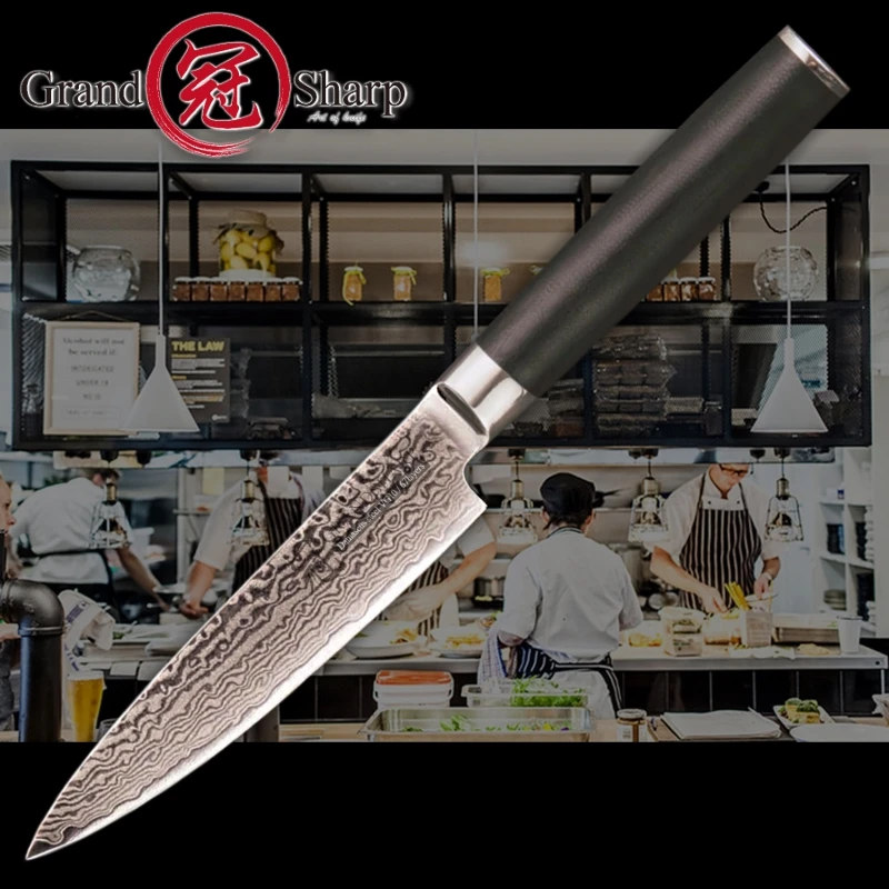 5-дюймовый универсальный нож GRANDSHARP 67 слоев японский дамасский кухонный