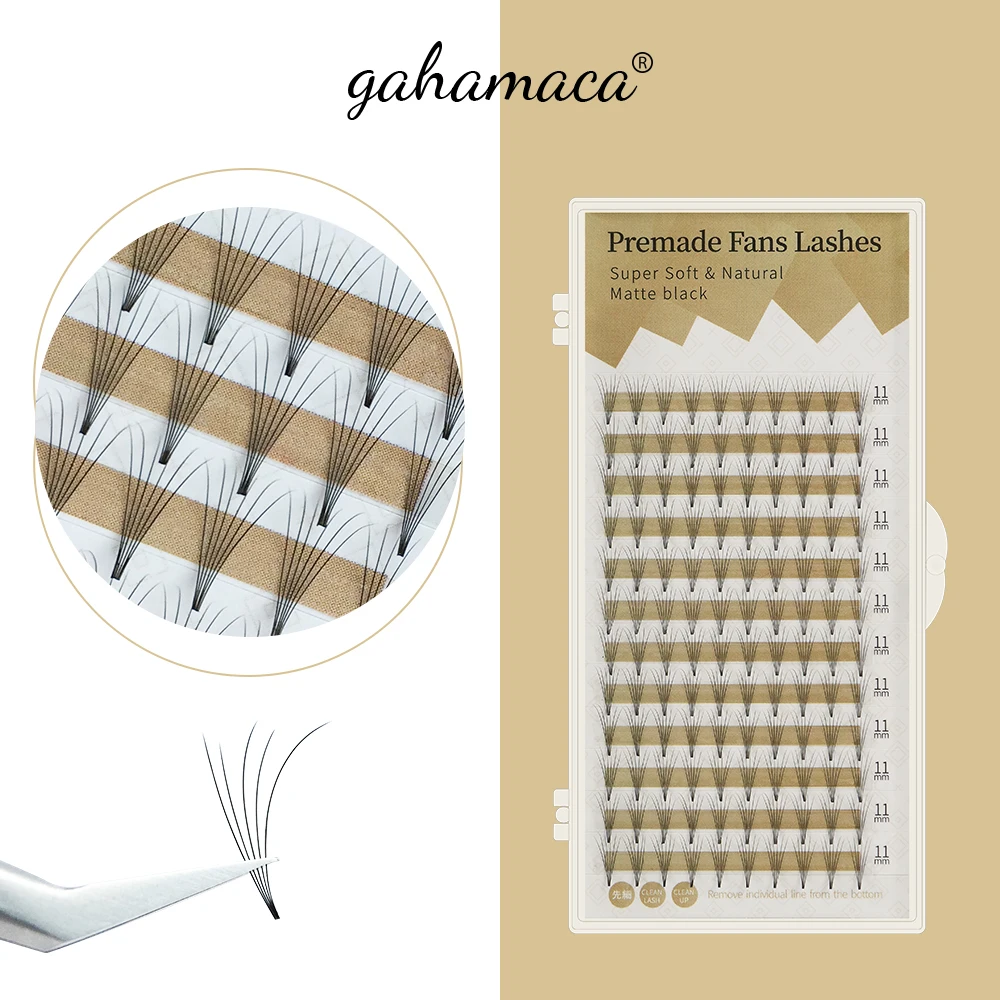 

GAHAMACA Lashes Premade Wide Fans 2d/3d/4d/5d/6d Short Stem Individual Russian Volume Eyelash Extensions Faux Mink Makeup Tool