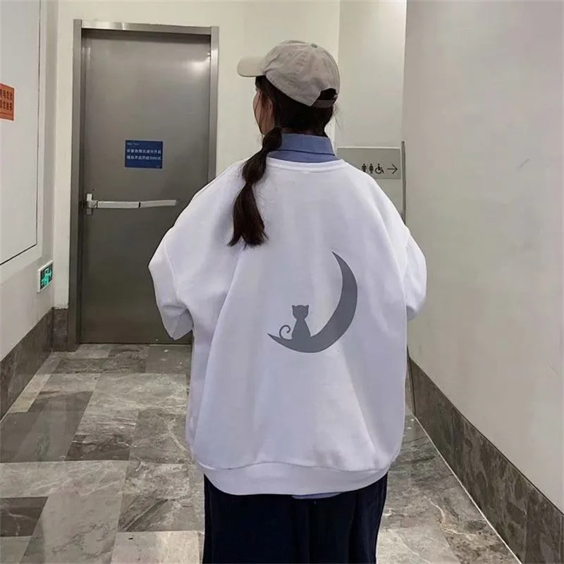 

Couple Reflective Hoodie Streetwear Men Hip Hop Oversized Sweatshirt Black Tops Casual Spring Autumn Japan Cartoon Hoodies Male