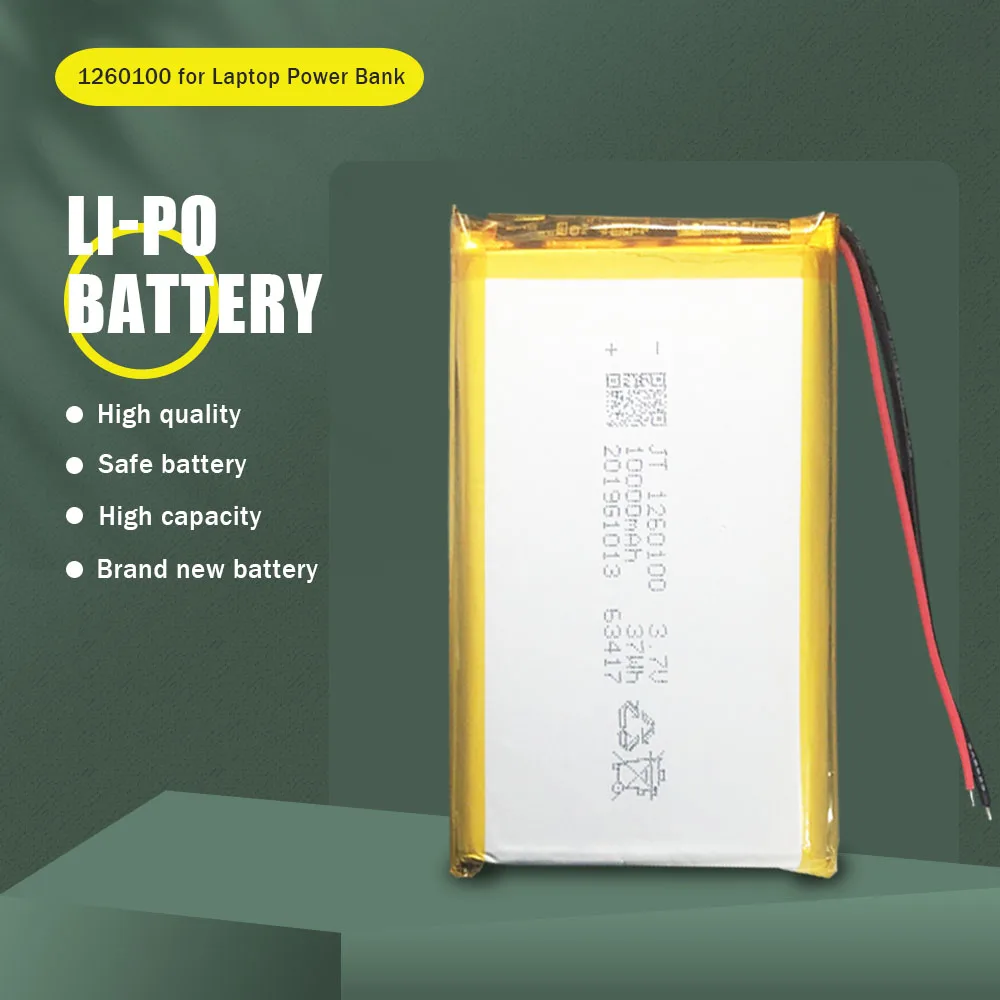 1PC 1260100 10000mah Lipo Cells 3.7V Lithium Polymer Rechargeable Battery High Capacity For Power Bank Table E-book DVD GPS Toys |