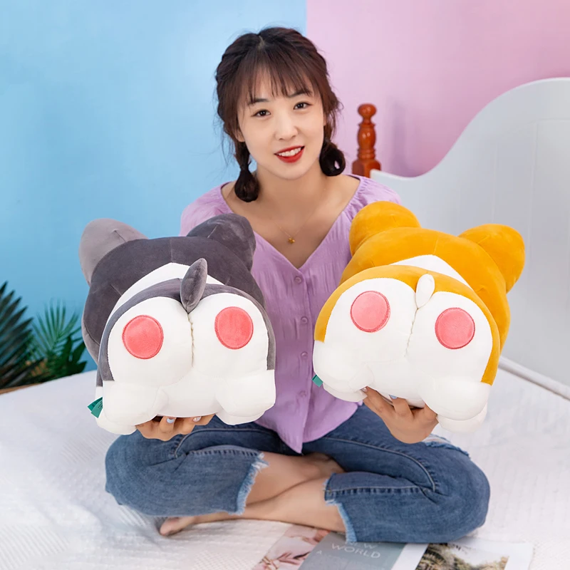 Мягкая милая игрушка плюшевые мультяшные животные Корги из Японии, плюшевая собака Шиба Ину, куклы объятий, наполненные розовые жопки, смешная подушка для детского подарка.