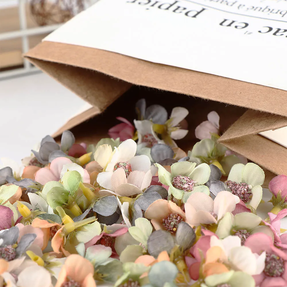100 Pcs 2 cm Multicolor Daisy Flower Heads Mini Silk Artificial Flowers for Scrapbooking Home Wedding Decoration
