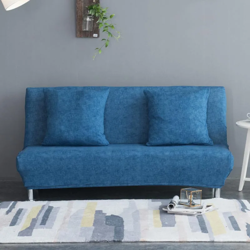 

Sofa Bed Covers Without Armrest All-inclusive Couch Cover Solid Colour Stretch Slipcovers Elastic Furniture Protector Home Decor
