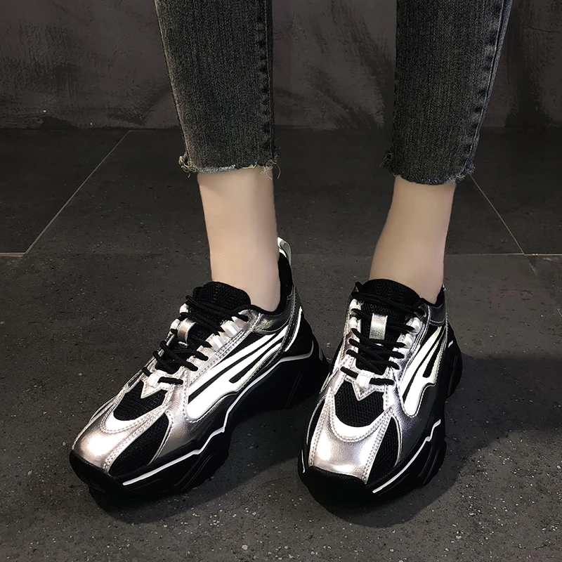 Rimocy/сезон осень весна светящаяся Повседневная обувь женские черные кроссовки на