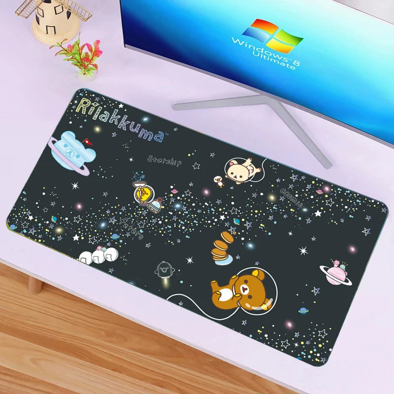 

Модный игровой коврик для мыши, коврики для мыши в стиле Аниме Rilakkuma, большой Настольный коврик на заказ, большой коврик с застежкой по краям,...