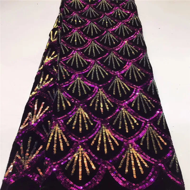 2019 новейший дизайн нигерийская бархатная ткань с кружевом 5 ярдов/шт.