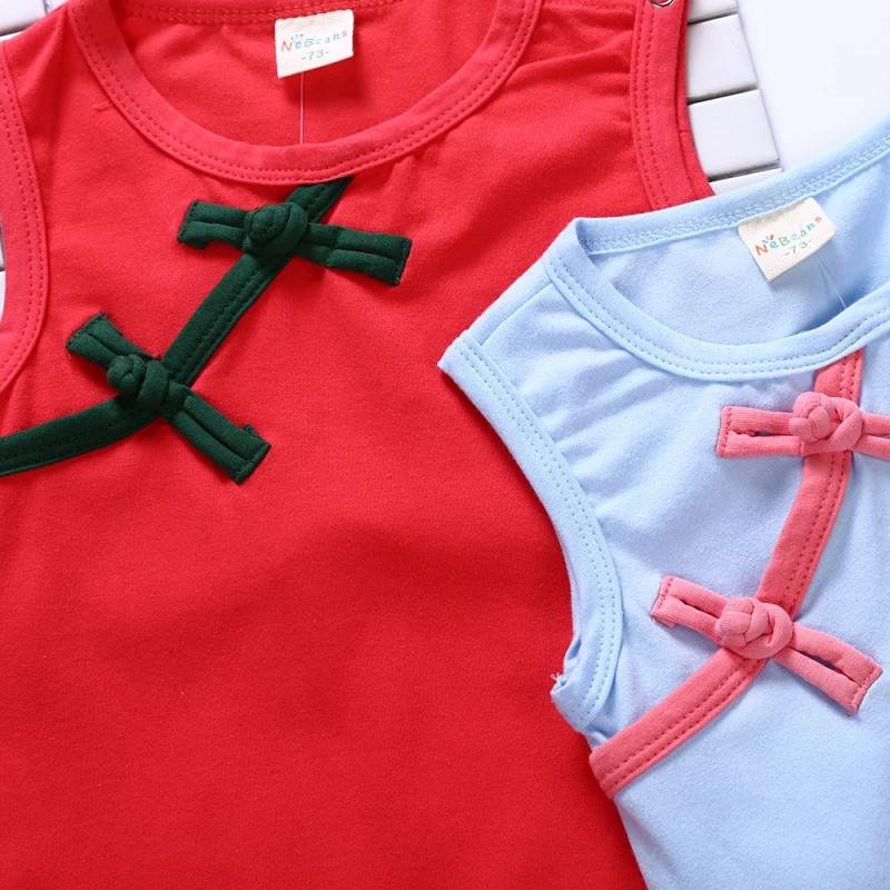2019 Cheongsam Стильные Детские ромперы без рукавов хлопковый комбинезон для девочек