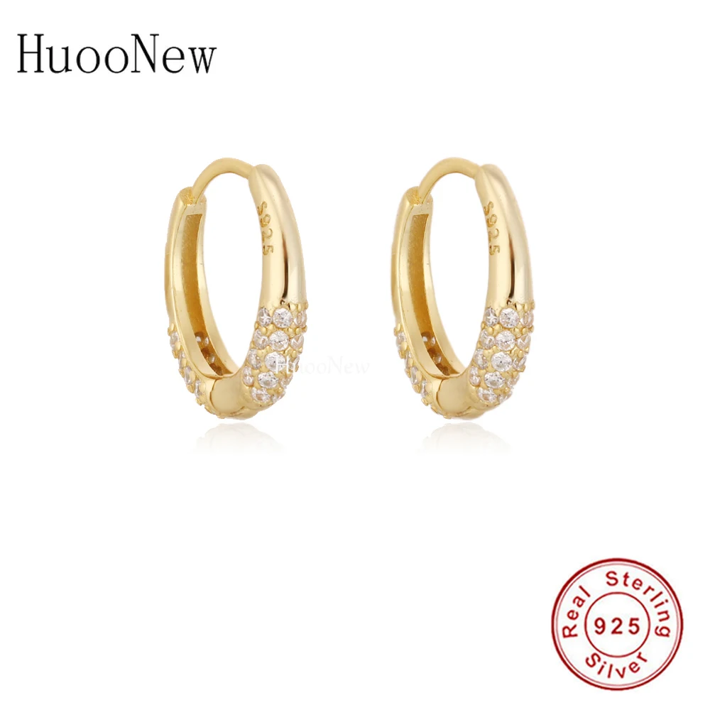 

925 серебро тонкий круглый Циркон Huggies обруч серьги пирсинг Pendientes Boucles Doreilles для женщин 2021 Мода