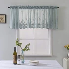 Короткие прозрачные Занавески, балдахины, 1 шт., пастельные цветочные кружева, вышитые тюли, вуаль, занавески, стержень с карманом для гостиной