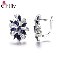 cinily sapphire cubic zirconia authentic 925 sterling silver earring for women fine jewelry engagement stud earrings se040