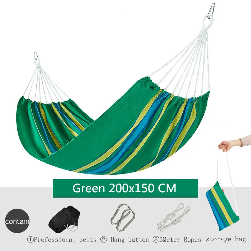 Повседневные холщовые гамаки на 2 человек подвесная койка в полоску для кемпинга