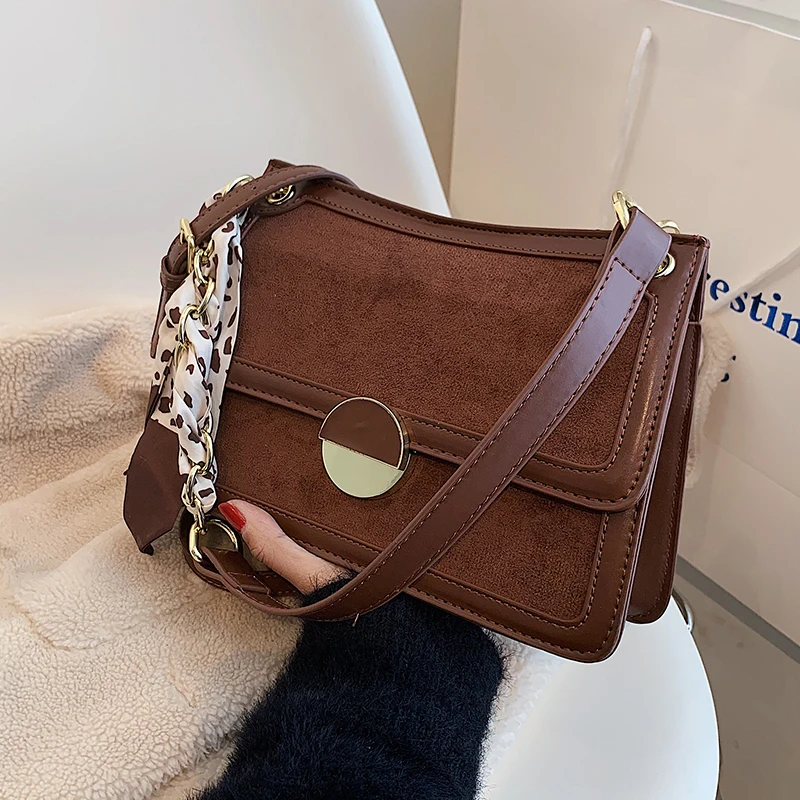 

с доставкой Retro Scrub PU Leather Crossbody Bags with Short Handle for Women 2021 Winter Brand Luxury Shoulder Handbags Totes