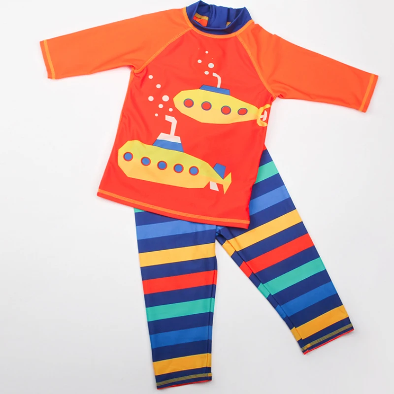 

Купальник Julysand для мальчиков, детский слитный купальник высокого качества, купальник в полоску с мультяшным принтом, детская одежда для пла...