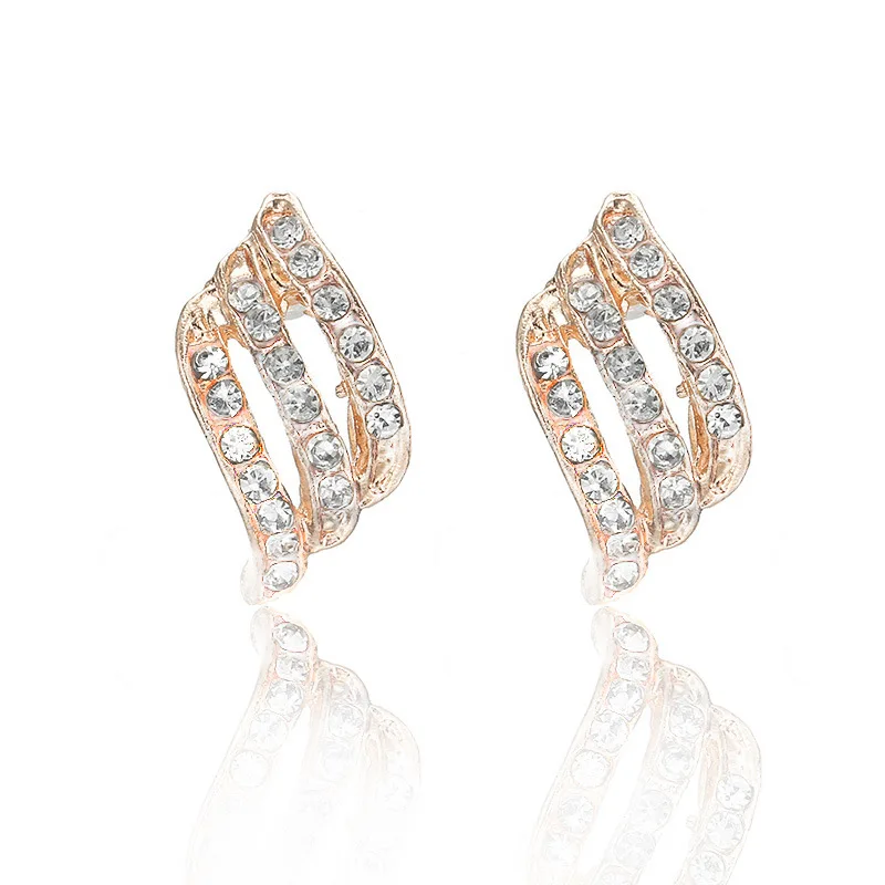 Crystal Flower Drop Earrings For Women Fashion Wing Jewelry Gold Silver Rhinestone Zircon Earrings Modern Jewelry Gift oorbellen