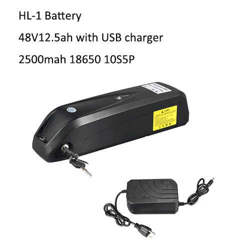 HL 48V12.5AH USB Фара для электровелосипеда в Батарея чехол 48v Батарея 12.5ah 13ah 16ah скутер Батарея 36v 13ah 15ah Хайлун LG 18650 Электрический велосипед Батарея+ Зарядное устройство - Цвет: HL 48V12.5AH USB