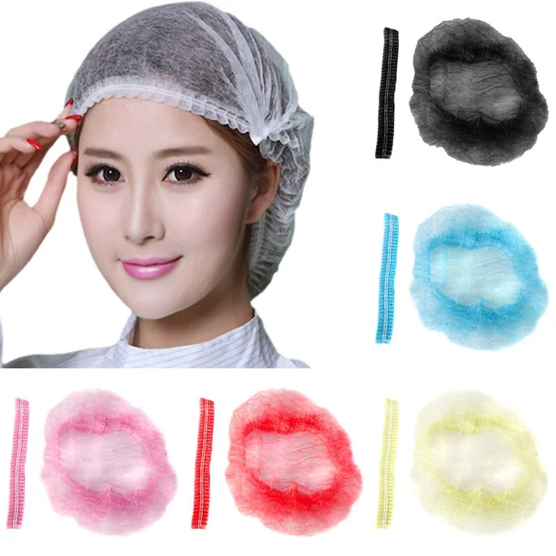 100Pcs Disposable Cap Hat Dust-proof Strip Hood Beauty Salon Cap Protection Cap Bathroom Supplies Ey