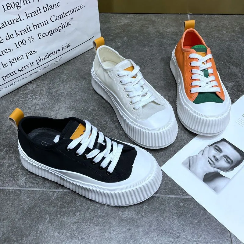 

2021 Women Platform Canvas Shoes Ladies Sport Shoes Lace-up Fashion Casual Party Chunk Thick Sole Vulcanize Airy Tenis Feminino