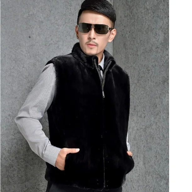 Fluffy Faux Fur Waistcoat 2019 Winter Sleeveless Vest Coat Mink Overcoat Black Stand Collar Gilet Femme XL722 | Мужская одежда