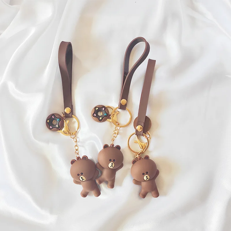 

2021 Creative Cute Cartoon Bear Bunny Keychain Korean Silicone Car Girl Pendant Creative Cute Keyring Bag Small Gifts