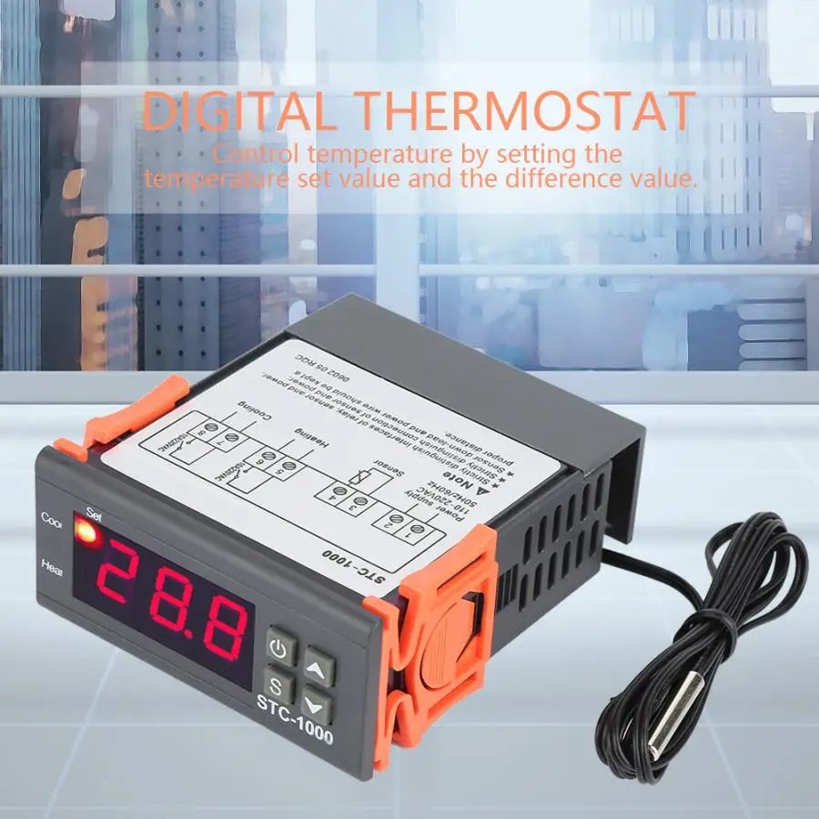 STC-1000 Digital Temperature NTC Sensor 110-220V Temp Controller Electric Thermostat Control For Aquarium Zoo or Terrariums | Инструменты