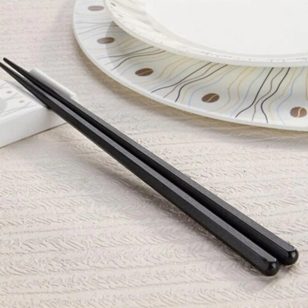 

1 Pair Japanese Chopsticks Alloy Non-Slip Wood Color Sushi Chop Sticks Set Chinese Gift Family Friends Colleagues Gifts