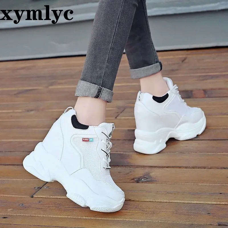spring autumn fashion platform shoes casual sweet sports shoes shallow mouth Femmes Height Increase Shoes White mujer