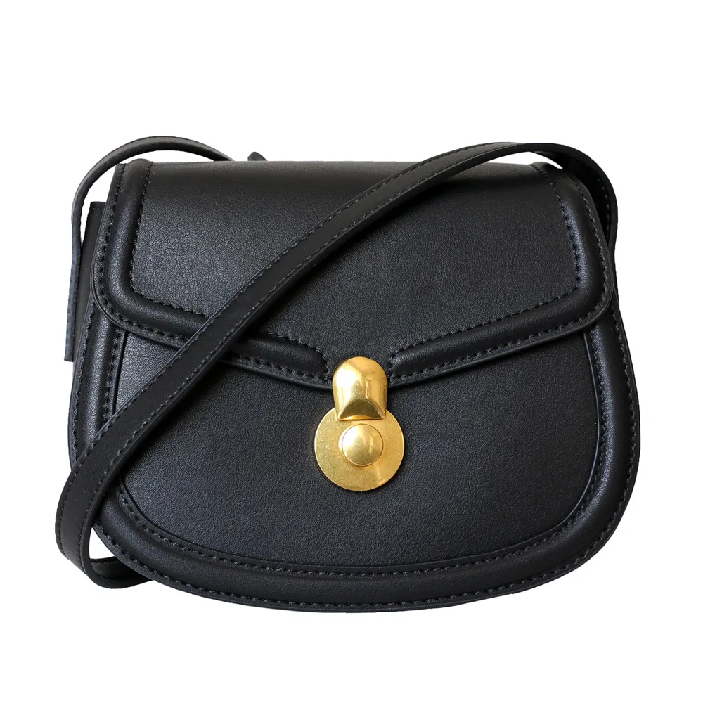 

TOBO 2021 Classic Crossbody Handbags Women Top Quality Real Leather Classic Designer Bags Chains Bag Retro Leather Saddle Bag