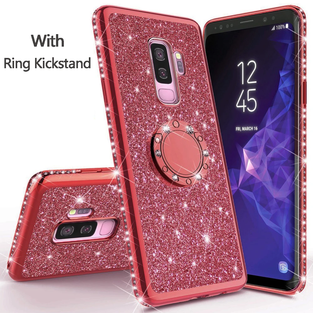 Чехол со стразами, чехол с бриллиантами для Xiaomi mi 6X8 9 SE Max 3 CC9 A2 A3 Lite Red mi 5 Plus 6A Note 5 6 7 K20 Pro Coque Funda - Цвет: Red with Holder