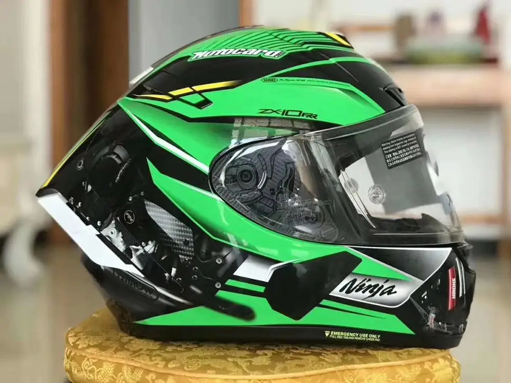 Мотоциклетный шлем с закрытым лицом X14 Kawasakii ZX-10RR зеленый для езды на мотоцикле