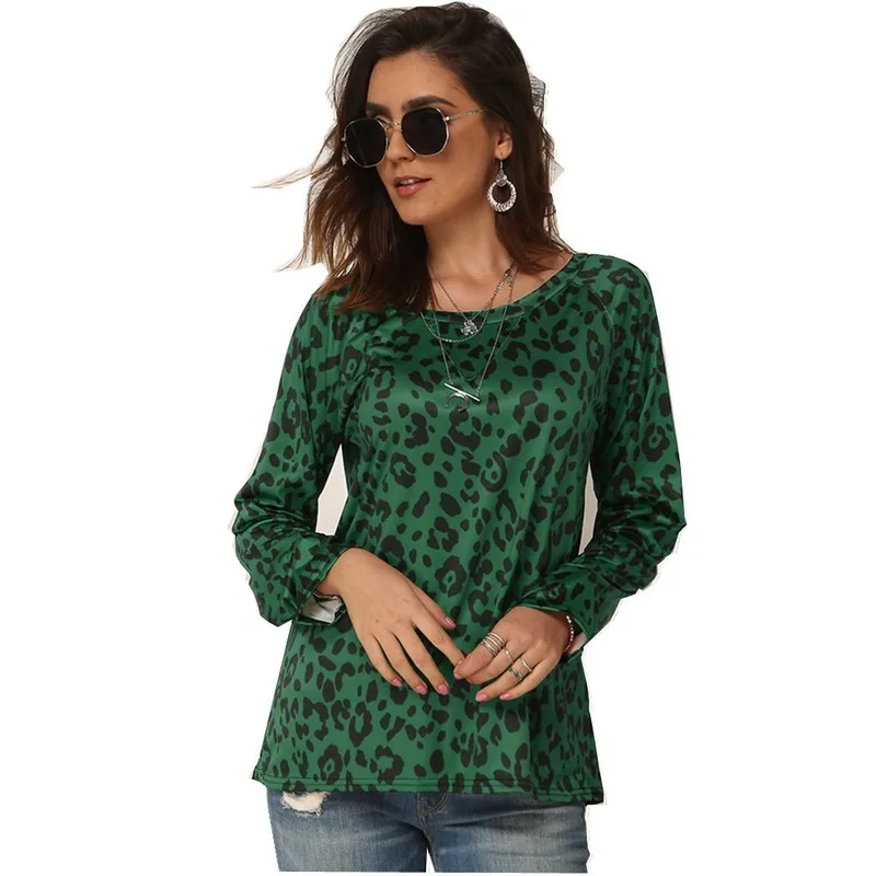 

Graphic Tees Women Leopard Print Shirt Long Sleeve Women's Spring Gothic Shirts Casual 2019 workwear Loose Tshirts Tops Tshirt