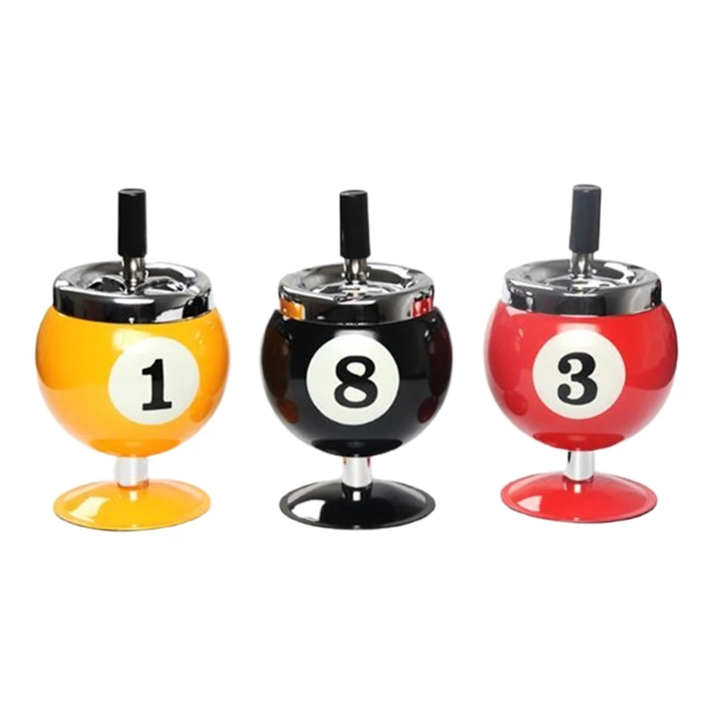 

Creative Push Down Cigarette Ashtray Billiards Ball Ashtray Metal Smoking Ash Tray for Indoor or Outdoor Use