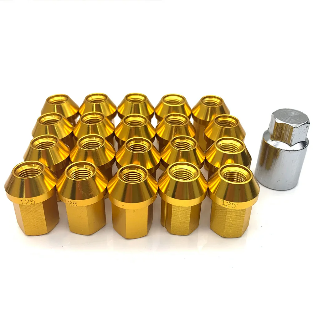 

20 шт. Колесные гайки, сплав, винт, защита от кражи, алюминиевые гоночные M12 X 1,5/1,25, длина 35 мм