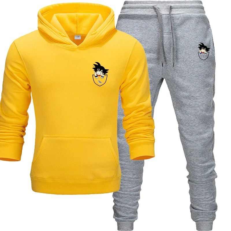 Мужской спортивный костюм с капюшоном Goku Повседневная теплая хлопковая