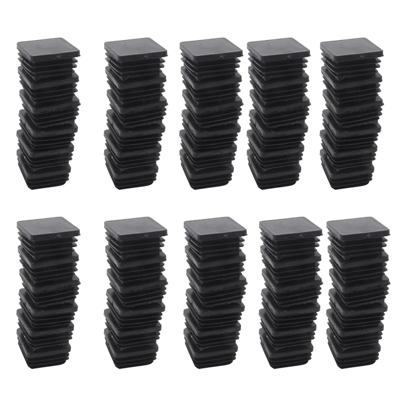 

200 Pcs Plastic Square Blanking End Caps Tube Inserts 25mm x 25mm