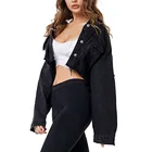 Женская Облегающая джинсовая куртка TELOTUNY, повседневная укороченная куртка из денима с длинным рукавом, верхняя одежда, 2021