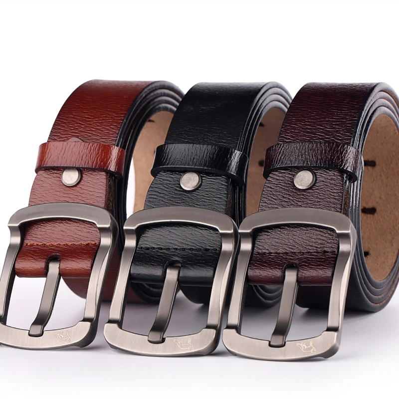 

2021 New Genuine Leather for Men's Hop Quality Buckle Jeans Cowskin Belts Business Cowboy Waistband Male Fashion Designer Brand