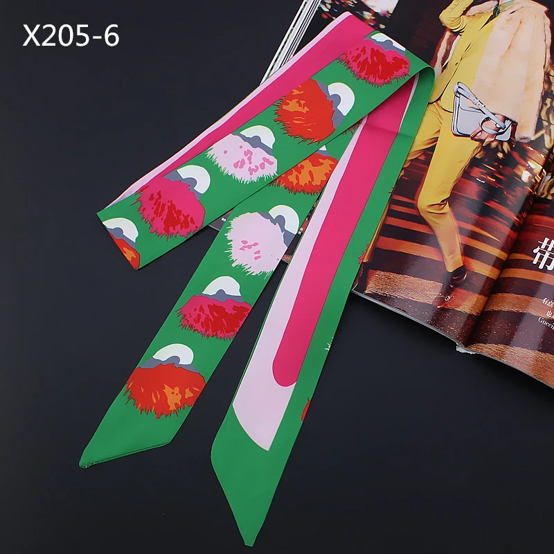 

Women Silk Skinny Bag Scarf Cute Print Neck Hair Scarves Lady Head Band Ribbon Femme Collar Tie 2020 Fashion New
